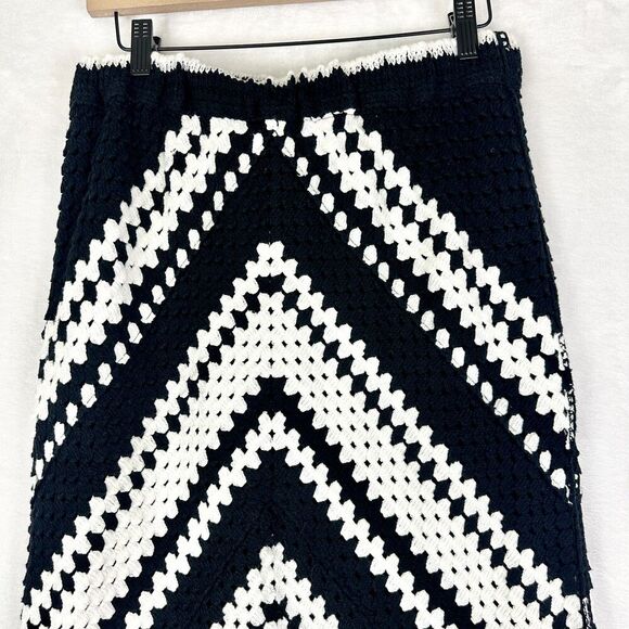 Fore Crochet Knit Maxi Skirt Size Medium Fringe Boho Western Cottagecore - Picture 4 of 7